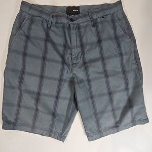 Hurley Mens Shorts Size 34 Blue Navy Checker Pattern Casual Skater Style Comfort